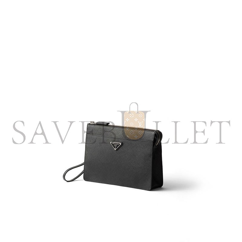Pra*a saffiano leather pouch 2vf032 (25*17*4cm)